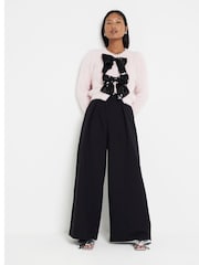 River Island Black Petite Wide Leg Trousers - Image 1 of 6
