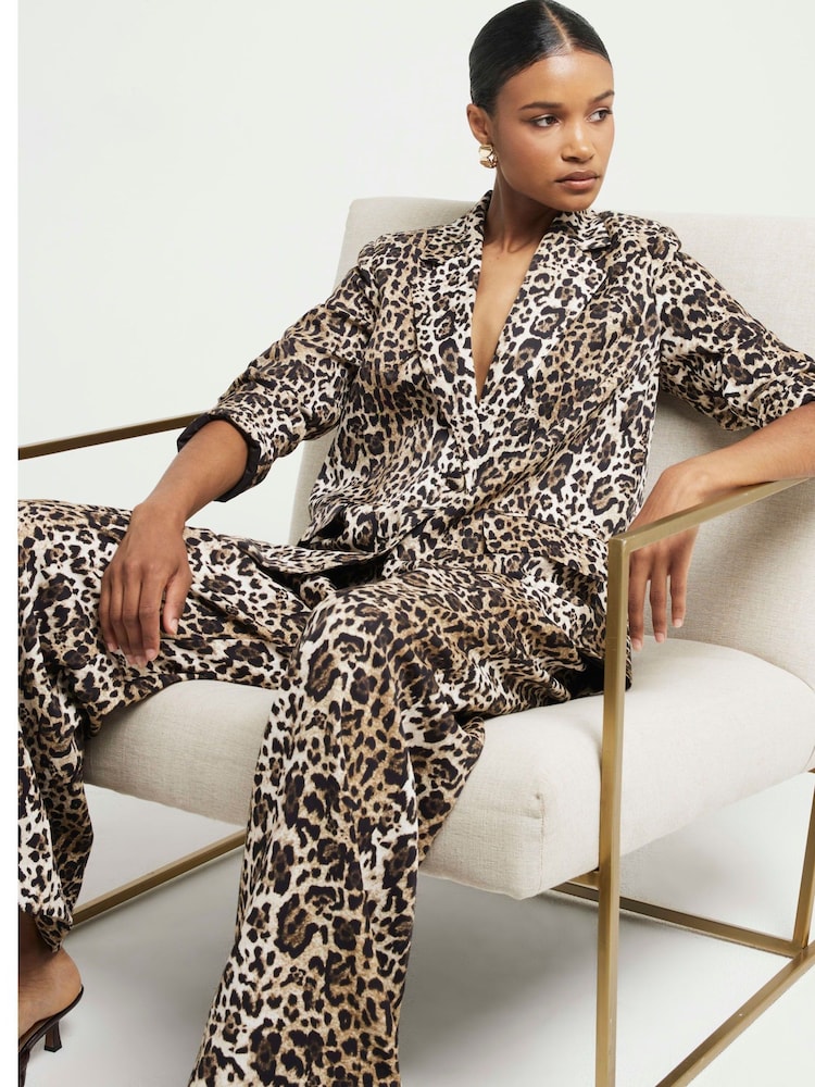 River Island Леопардовый оверсайз блейзер - Image 2 of 4