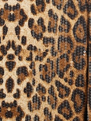 River Island Brown Petite Leopard Print Sequin Trousers - Image 6 of 6