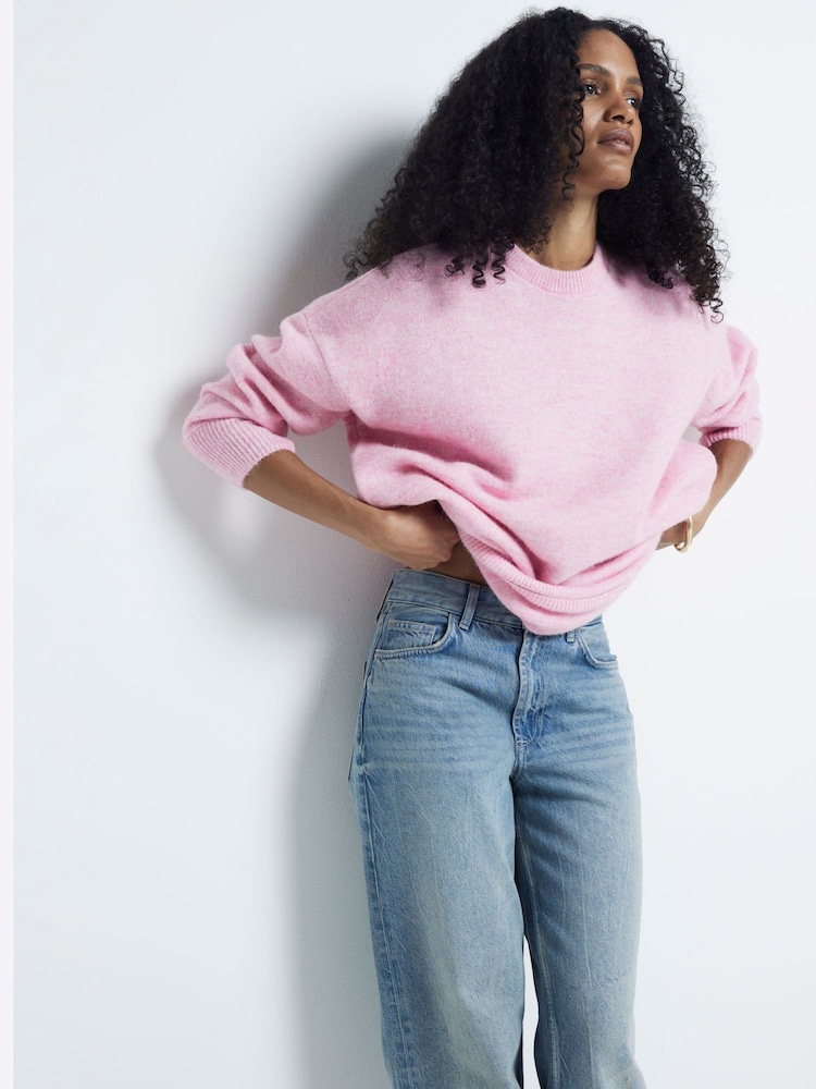 River Island Pink Oversized Crew Neck Jumper - Image 2 of 4