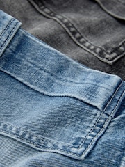 Grey/Mid Blue 100% Cotton Denim Cargo Shorts 2 Pack (3-16yrs) - Image 5 of 6