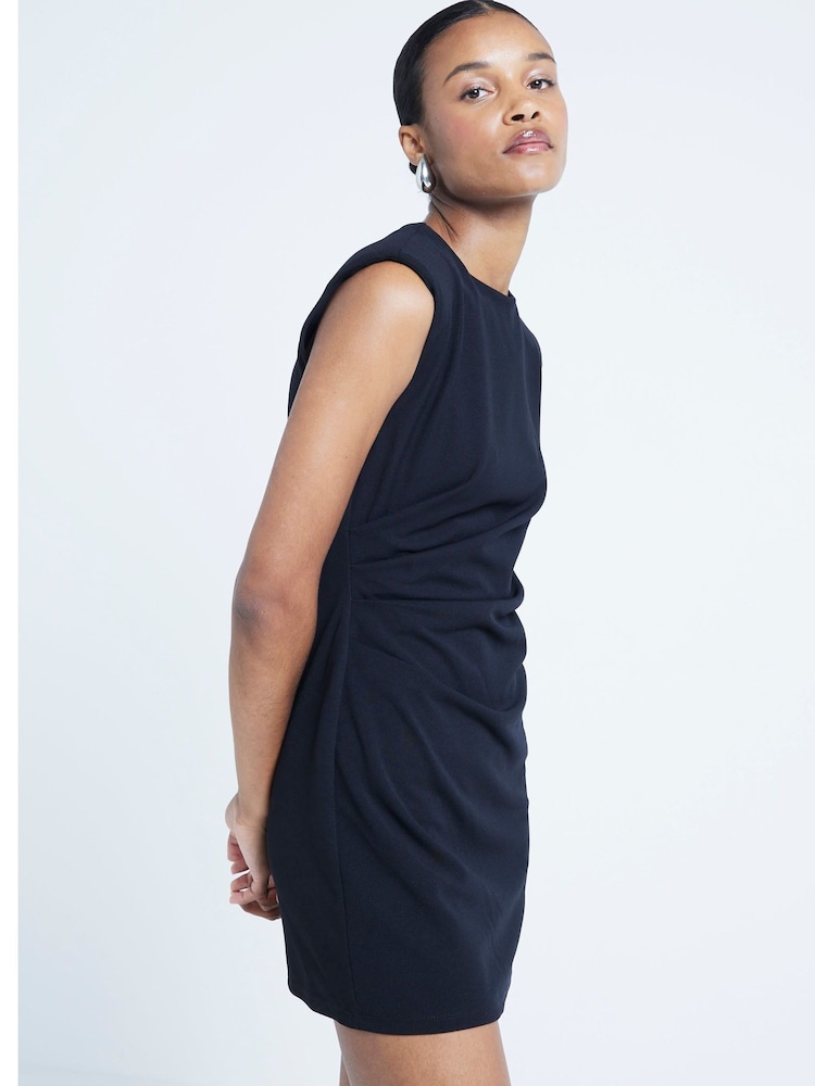 River Island Black Ruched Mini Dress - Image 2 of 4 River Island Black Ruched Mini Dress - Image 2 of 4