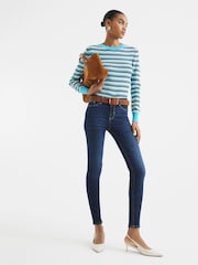 River Island Blue Mid Rise Bum Sculpt Skinny Jeans - Image 1 of 6