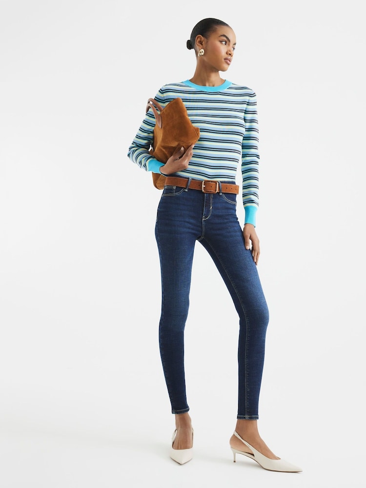 River Island Blue Mid Rise Bum Sculpt Skinny Jeans - Image 1 of 6