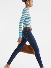 River Island Blue Mid Rise Bum Sculpt Skinny Jeans - Image 2 of 6