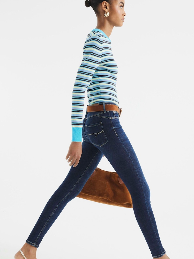 River Island Blue Mid Rise Bum Sculpt Skinny Jeans - Image 2 of 6