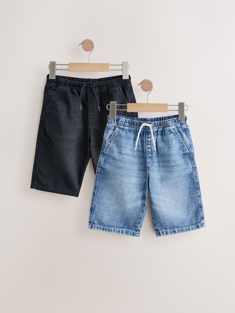 Mid Blue/Black Bermuda Pull On Denim Shorts 2 Pack (3-16yrs) - Image 1 of 6