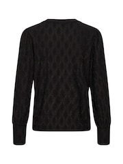 Kaffe KAtine Round Neck Chunky Lace Black Blouse - Image 4 of 4