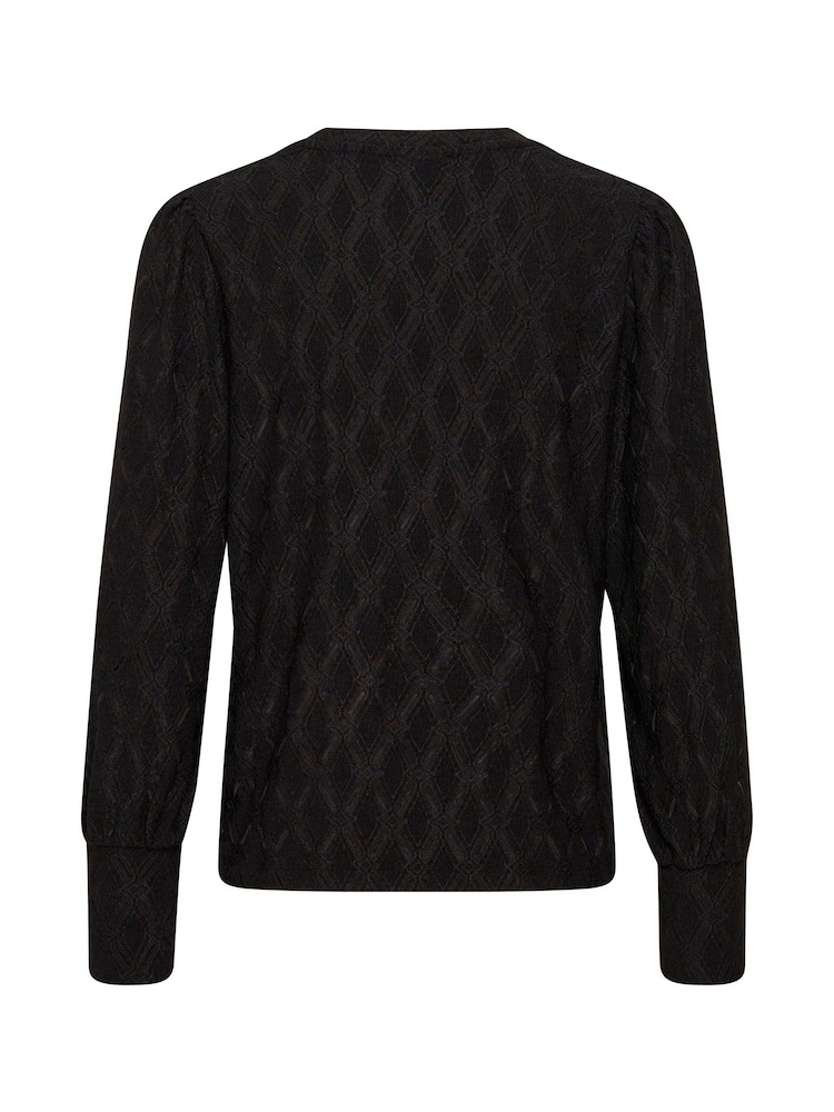 Kaffe KAtine Round Neck Chunky Lace Black Blouse - Image 4 of 4