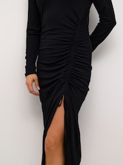 Kaffe KAbecca Jersey Long Sleeve Black Midi Dress - Image 4 of 6