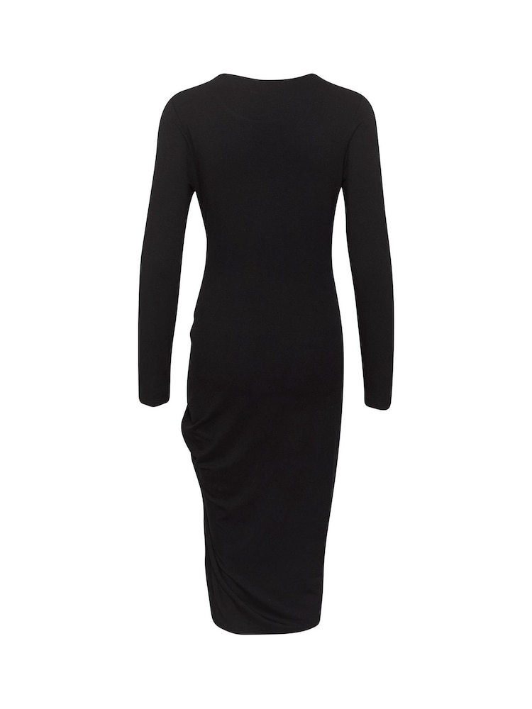 Kaffe KAbecca Jersey Long Sleeve Black Midi Dress - Image 6 of 6