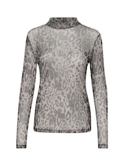 Kaffe KAjohanne Long Sleeve Mesh Brown T-Shirt - Image 5 of 6