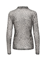 Kaffe KAjohanne Long Sleeve Mesh Brown T-Shirt - Image 6 of 6