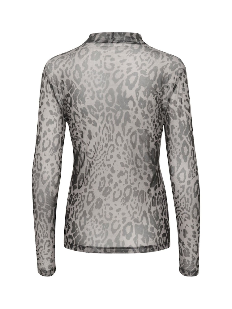 Kaffe KAjohanne Long Sleeve Mesh Brown T-Shirt - Image 6 of 6