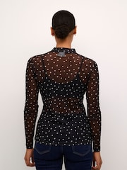 Kaffe KAjohanne Long Sleeve Mesh Brown T-Shirt - Image 2 of 6