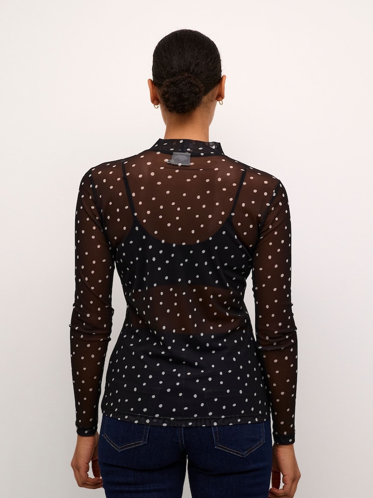 Kaffe KAjohanne Long Sleeve Mesh Brown T-Shirt - Image 2 of 6