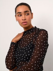 Kaffe KAjohanne Long Sleeve Mesh Brown T-Shirt - Image 3 of 6