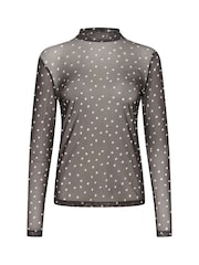 Kaffe KAjohanne Long Sleeve Mesh Brown T-Shirt - Image 5 of 6