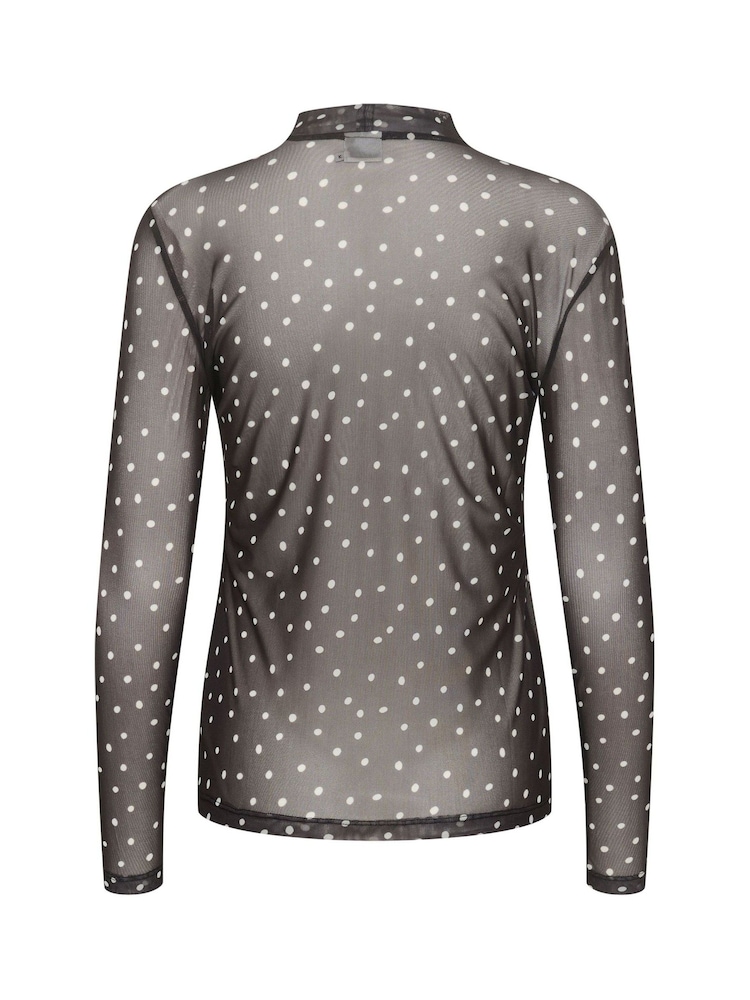 Kaffe KAjohanne Long Sleeve Mesh Brown T-Shirt - Image 6 of 6