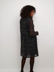 Kaffe KAjohanne Mesh Long Sleeve Black Dress - Image 2 of 5