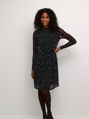 Kaffe KAjohanne Mesh Long Sleeve Black Dress - Image 3 of 5