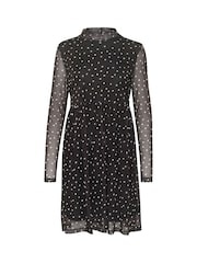 Kaffe KAjohanne Mesh Long Sleeve Black Dress - Image 4 of 5