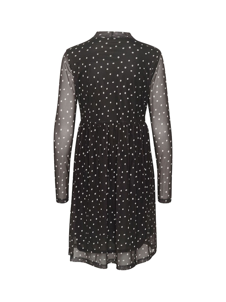 Kaffe KAjohanne Mesh Long Sleeve Black Dress - Image 5 of 5
