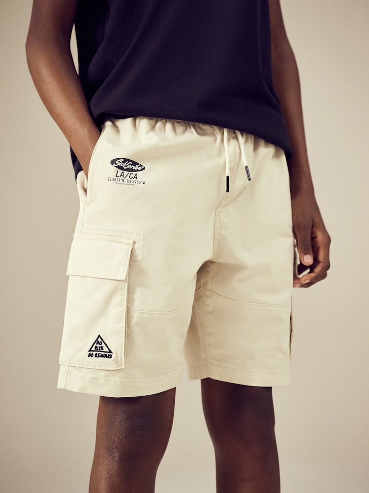 Ecru Graffiti Printed Single Cargo Shorts (3-16yrs) - Image 1 of 8