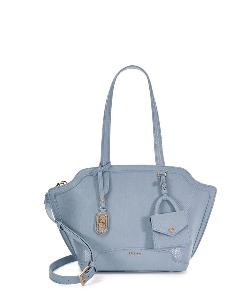 Dune London Blue Medium Dinidecided Curved Shopper Bag - Image 1 of 5