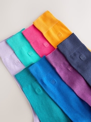 Bright Blue/Purple/Orange 8 Pack Embroidered Lasting Fresh Socks - Image 10 of 10