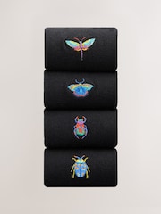 Black Signature Embroidered Socks 4 Pack - Image 1 of 8