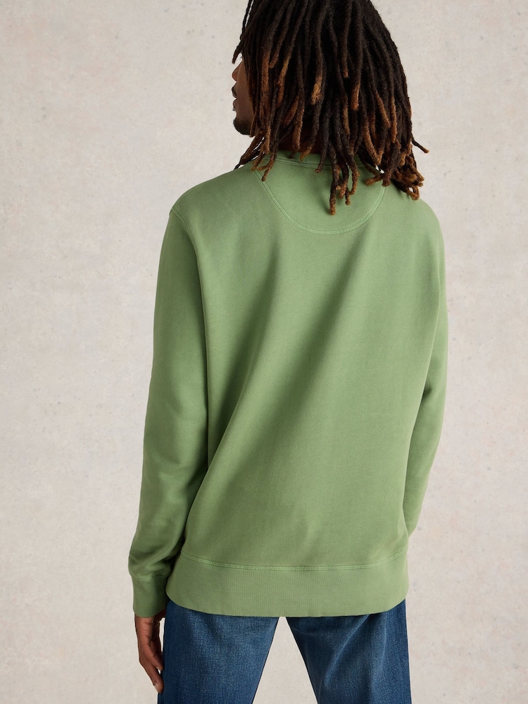 White Stuff Green Crew Neck 100% Cotton Sweatshirt - Image 2 of 4
