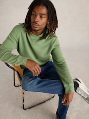 White Stuff Green Crew Neck 100% Cotton Sweatshirt - Image 3 of 4