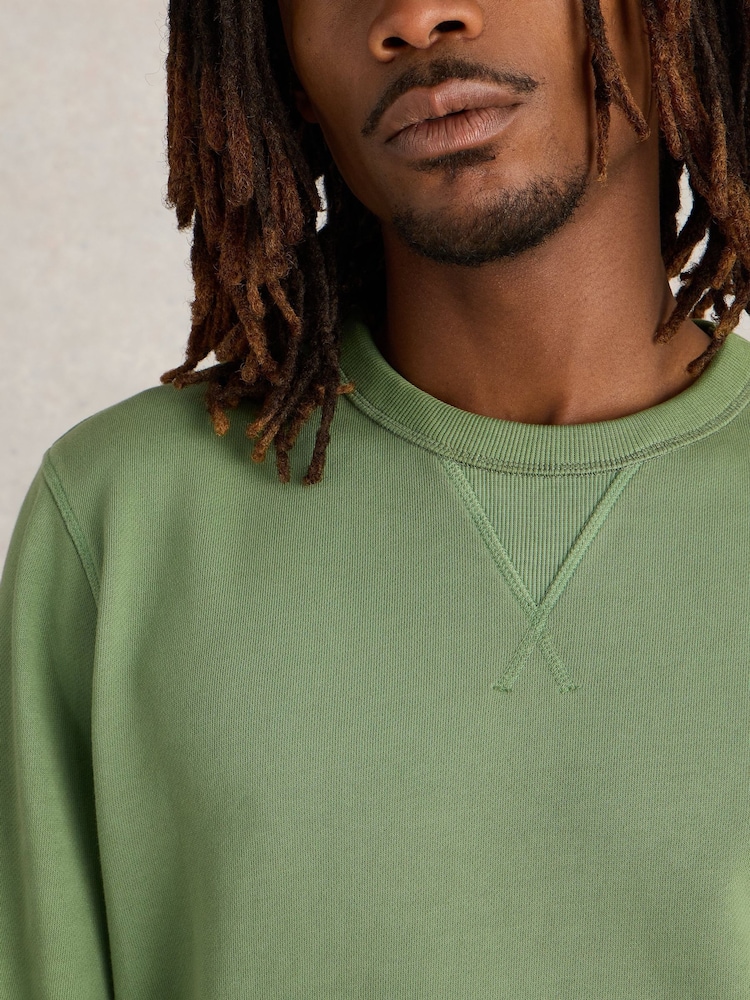 White Stuff Green Crew Neck 100% Cotton Sweatshirt - Image 4 of 4