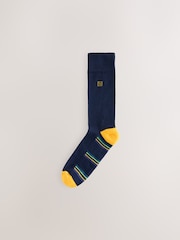 Navy Blue Stripe 5 Pack Cushioned Sole Comfort Socks - Image 4 of 9