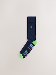 Navy Blue Stripe 5 Pack Cushioned Sole Comfort Socks - Image 5 of 9