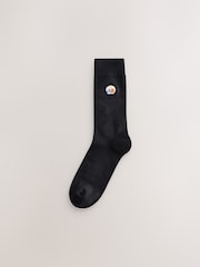Black Japanese Fun Embroidered Socks 5 Pack - Image 7 of 9