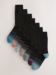 Black Colour Ombre 7 Pack Mens Cotton Rich Black Socks - Image 1 of 10