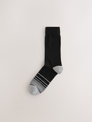Black Colour Ombre 7 Pack Mens Cotton Rich Black Socks - Image 2 of 10