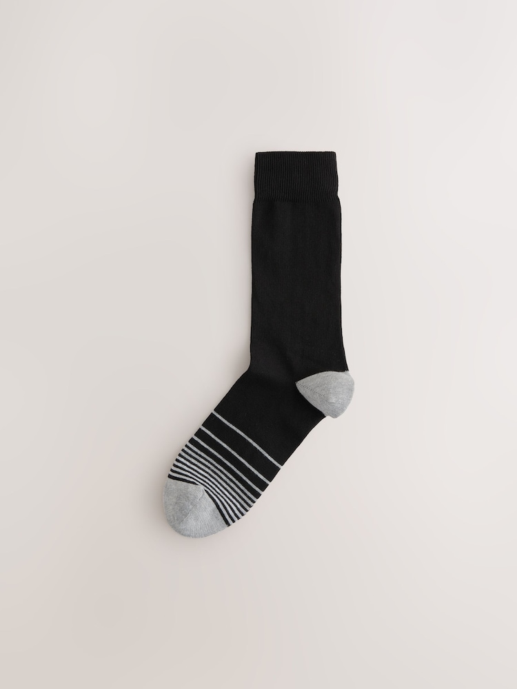 Black Colour Ombre 7 Pack Mens Cotton Rich Black Socks - Image 2 of 10