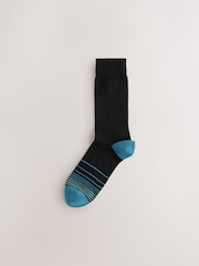 Black Colour Ombre 7 Pack Mens Cotton Rich Black Socks - Image 3 of 10
