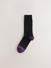 Black Colour Ombre 7 Pack Mens Cotton Rich Black Socks - Image 4 of 10