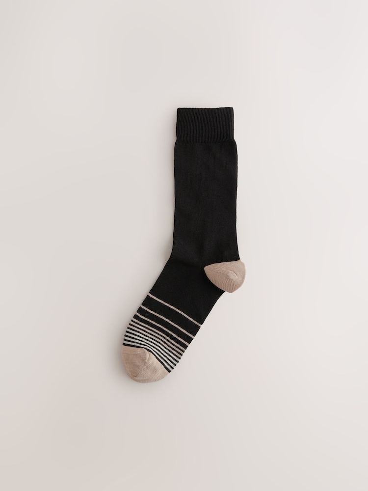 Black Colour Ombre 7 Pack Mens Cotton Rich Socks 7 Pack - Image 7 of 10