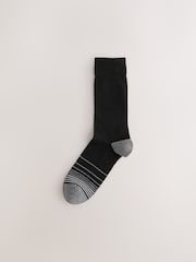Black Colour Ombre 7 Pack Mens Cotton Rich Black Socks - Image 8 of 10
