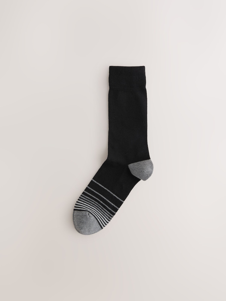 Black Colour Ombre 7 Pack Mens Cotton Rich Socks 7 Pack - Image 8 of 10