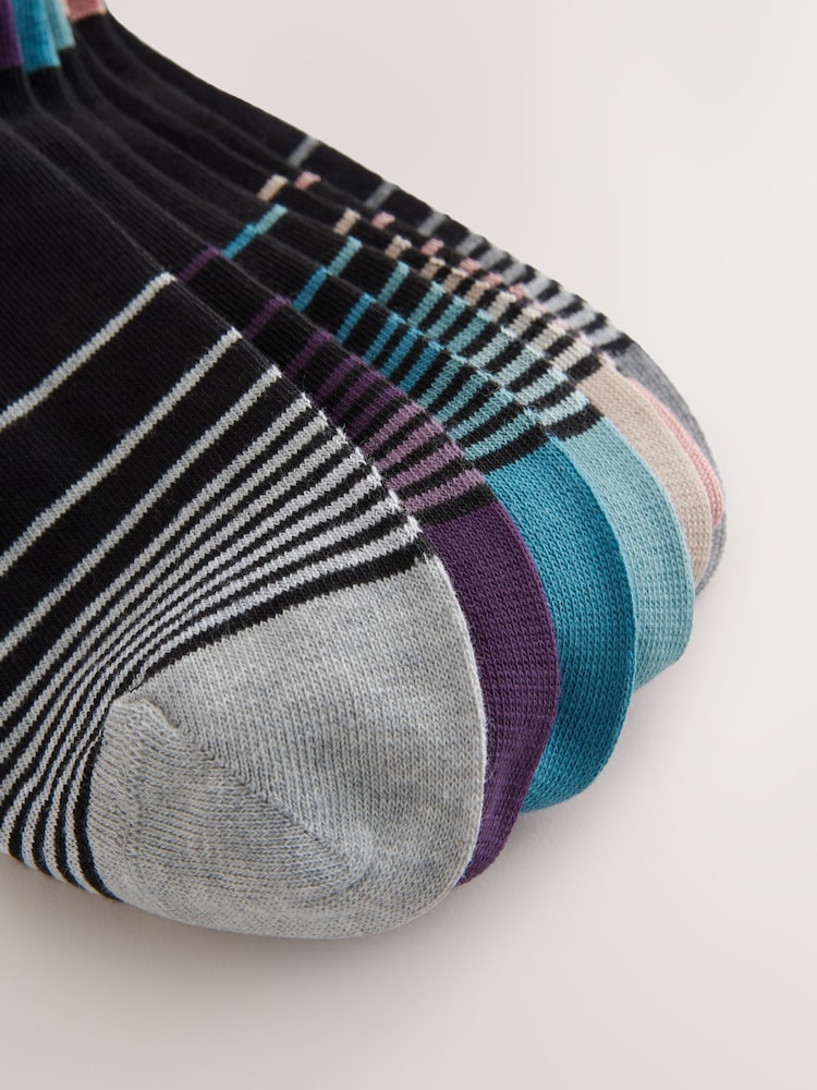 Black Colour Ombre 7 Pack Mens Cotton Rich Socks 7 Pack - Image 9 of 10