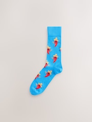 Bright Red/Blue/Green Fun Pattern Socks 5 Pack - Image 2 of 8