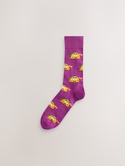 Bright Red/Blue/Green Fun Pattern Socks 5 Pack - Image 6 of 8