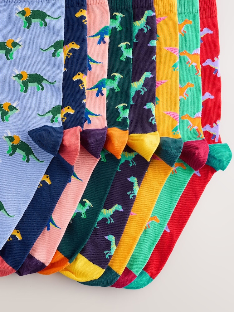 Dinosaure rouge vif/bleu/Orange - Paquet de chaussettes à motifs 8 - Image 10 of 11