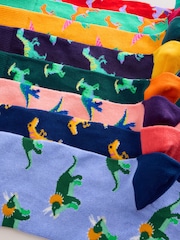 Bright Red/Blue/Orange Dinosaur Pattern Socks 8 Pack - Image 11 of 11